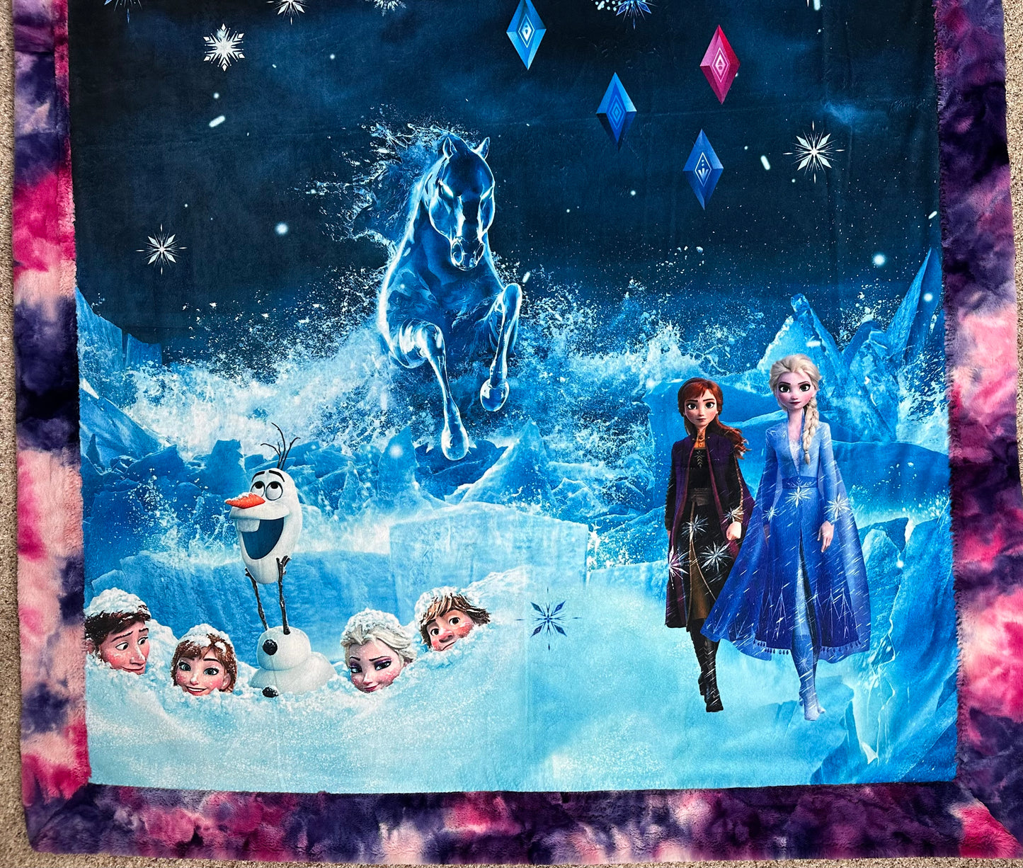 "Do You Want to Build a Snowman?" Large Minky Blanket With Colorful Backing