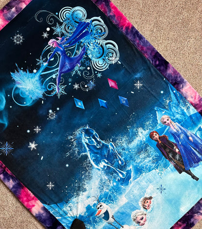 "Do You Want to Build a Snowman?" Large Minky Blanket With Colorful Backing