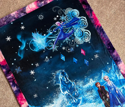 "Do You Want to Build a Snowman?" Large Minky Blanket With Colorful Backing