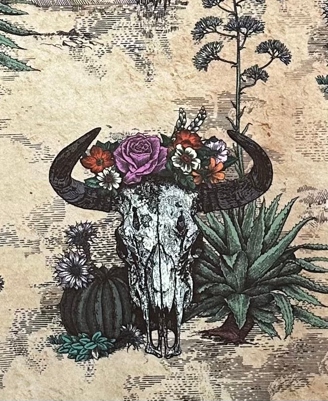 Western Americana Skull on Silver Fox Luxe Large 55x79 Minky Blanket