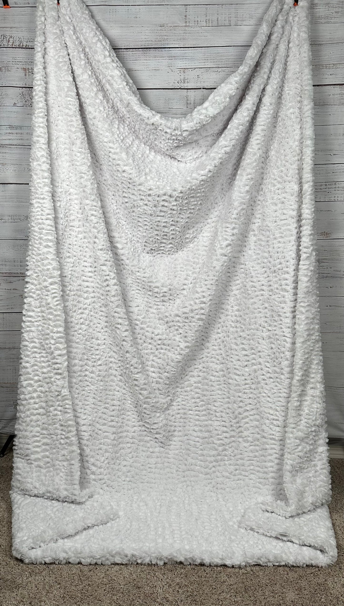 White Florence XL 61x86 Double Luxe,  Extra Plush 30mm Thick Minky Blanket