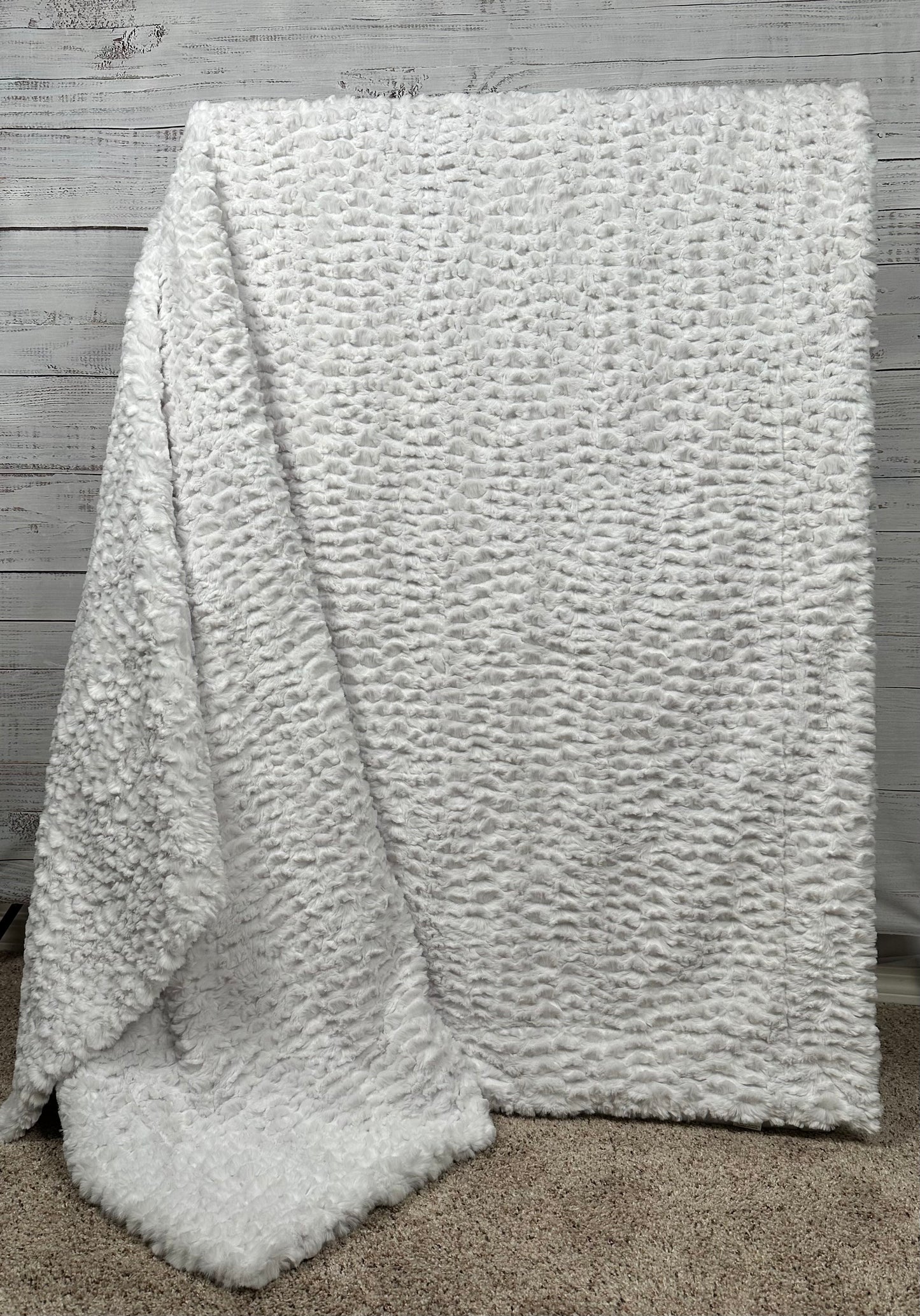 White Florence XL 61x86 Double Luxe,  Extra Plush 30mm Thick Minky Blanket