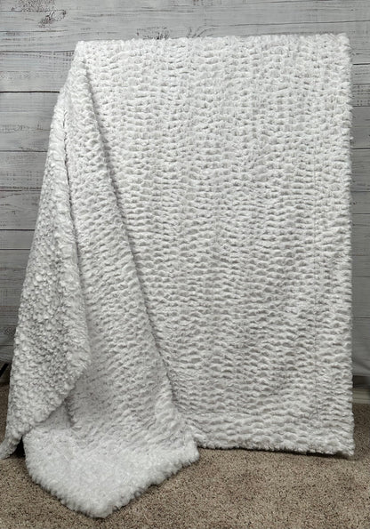 White Florence XL 61x86 Double Luxe,  Extra Plush 30mm Thick Minky Blanket