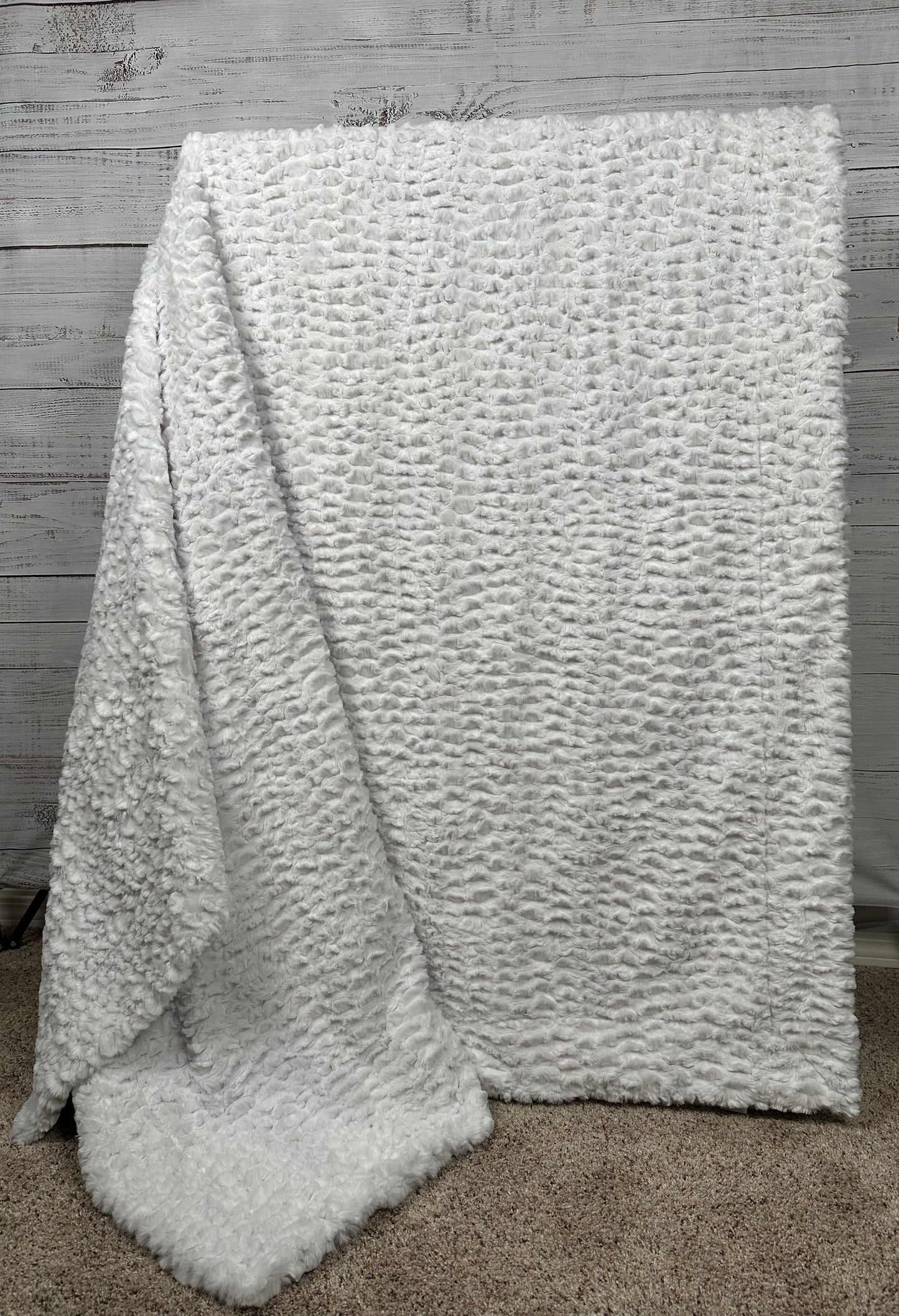 White Florence XL 61x86 Double Luxe,  Extra Plush 30mm Thick Minky Blanket