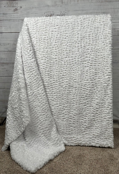 White Florence XL 61x86 Double Luxe,  Extra Plush 30mm Thick Minky Blanket