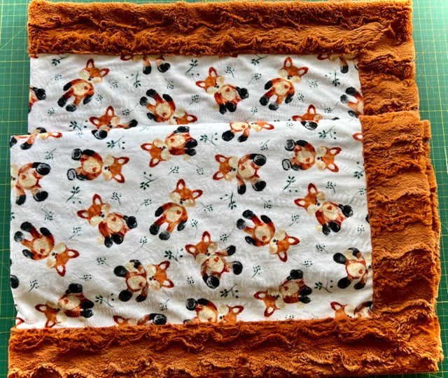 Foxxy Rust on Ginger Glacier Throw Minky Blanket - Cozy Rustic Charm - 55x61