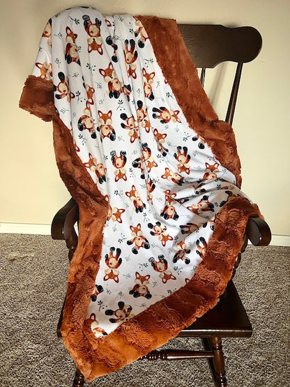 Foxxy Rust on Ginger Glacier Throw Minky Blanket - Stylish and Comfortable - 55x61