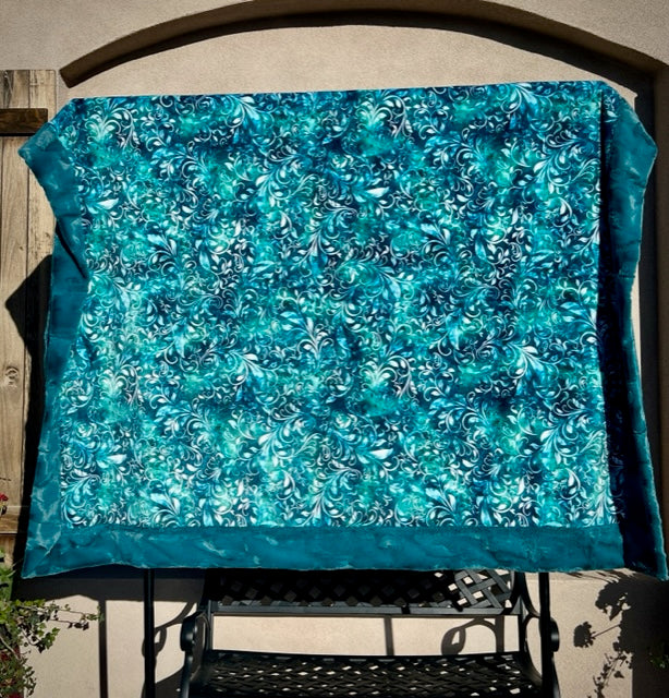 Bliss Batik on Luxe Mirage Mallard Minky X-Wide Blanket - Soft and Cozy Texture - 63x74