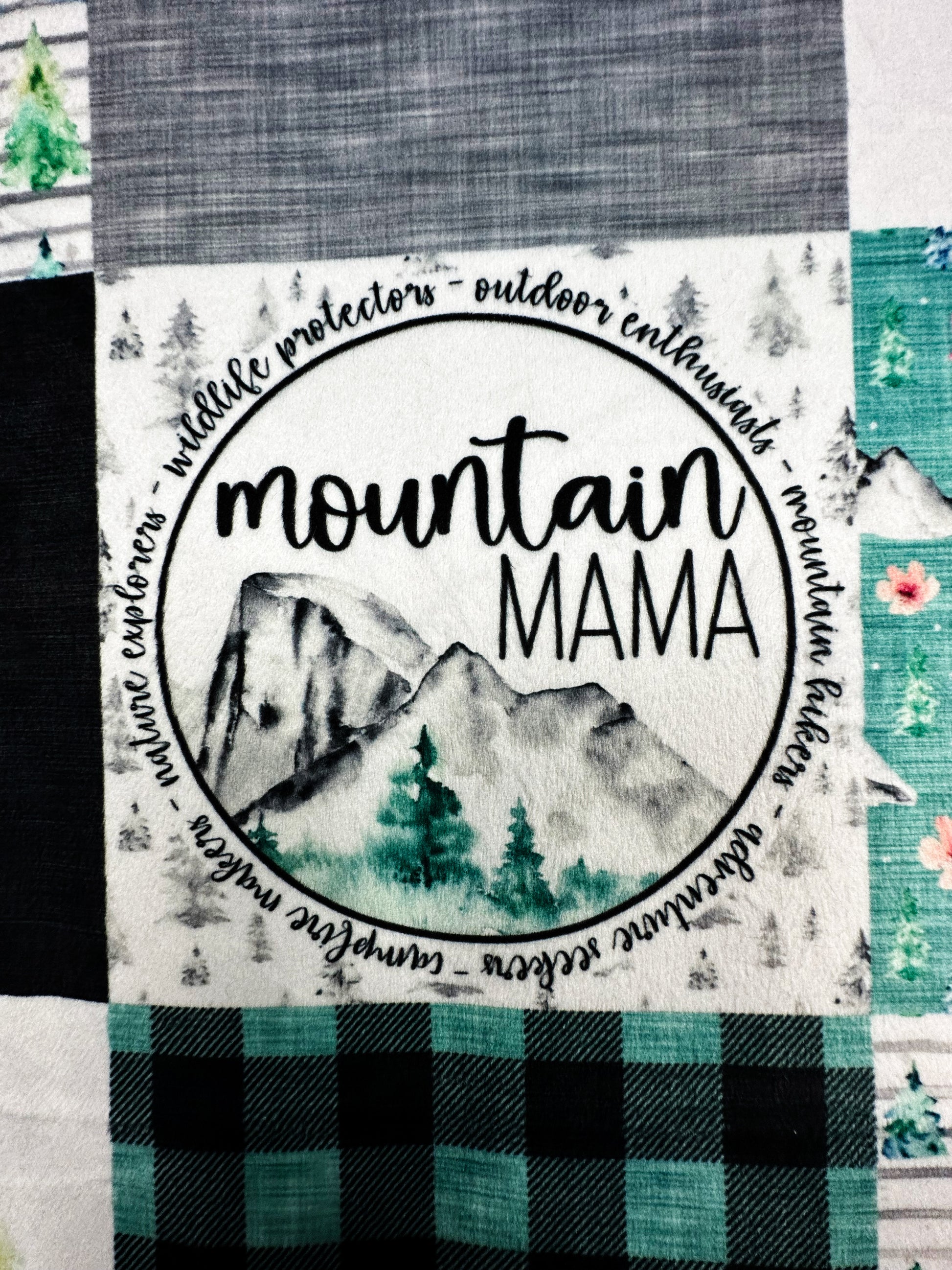 Mountain Mama on Wild Rabbit Blanket - Close up on print - 55x77