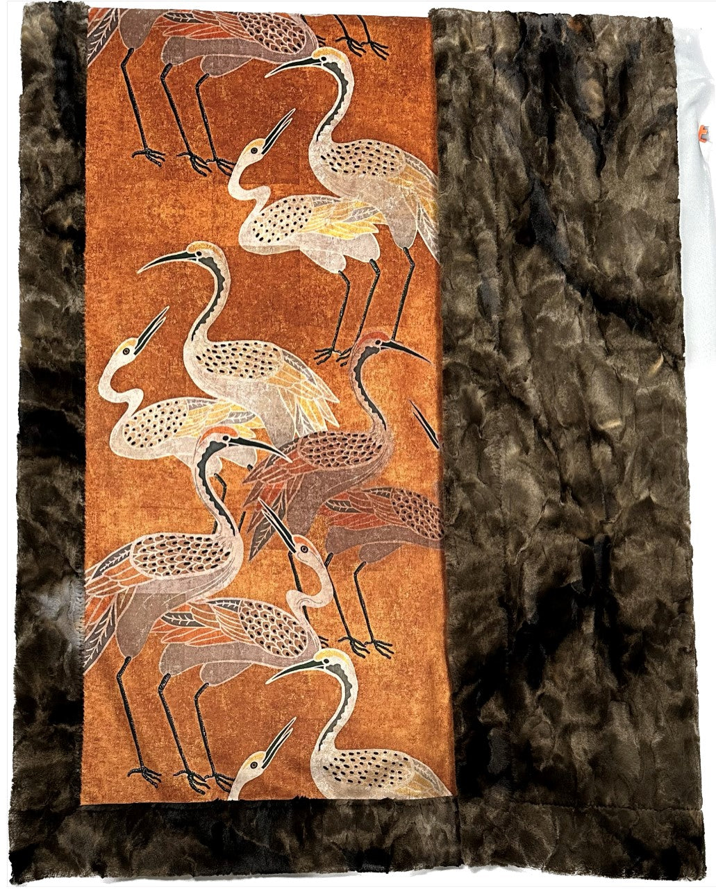 Cranes Golden Hour Festival on Brown Rabbit Tye-Dye Adult Size Blanket 54x77 Spoonflower Quality