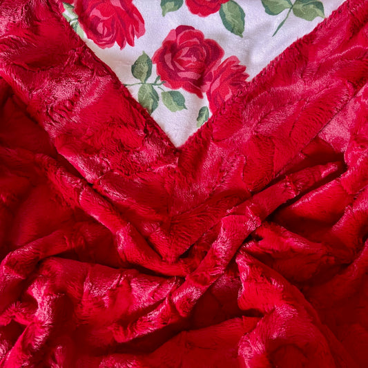 La Vie en Rose on Luxe Cardinal Red Adult Large Minky Blanket 56x77