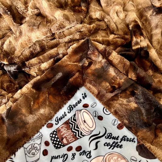 Rise & Grind Brown Rabbit Tie-Dye Adult X-Large Minky Blanket 53x81